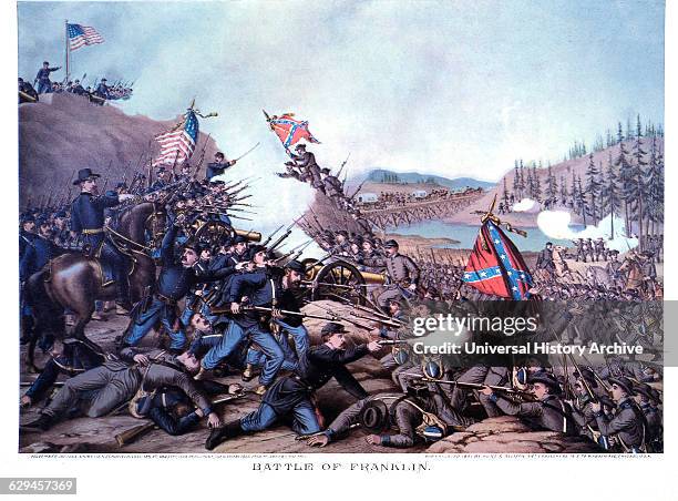 Union and Confederate Troops During Civil War Battle of Franklin, Tennessee, November 30, 1864.