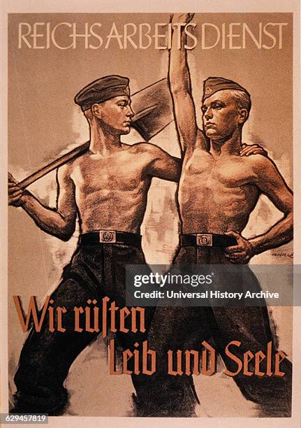 Nazi Germany Labor Service Poster, Reichsarbeitsdienst , circa mid-1930's.