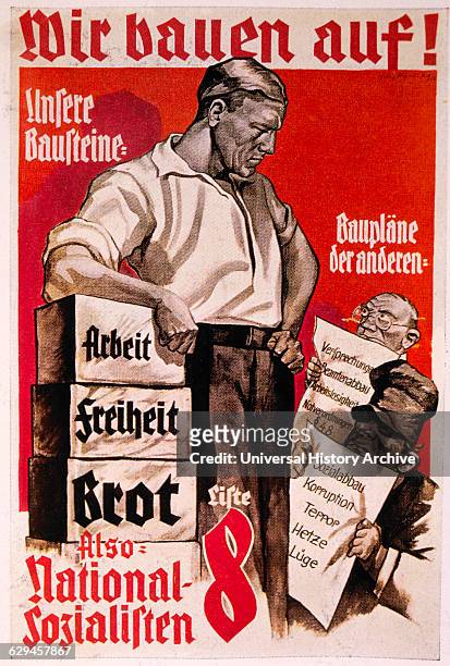 Nazi Party Election Poster, 'We Are Building !', Germany, 1933.