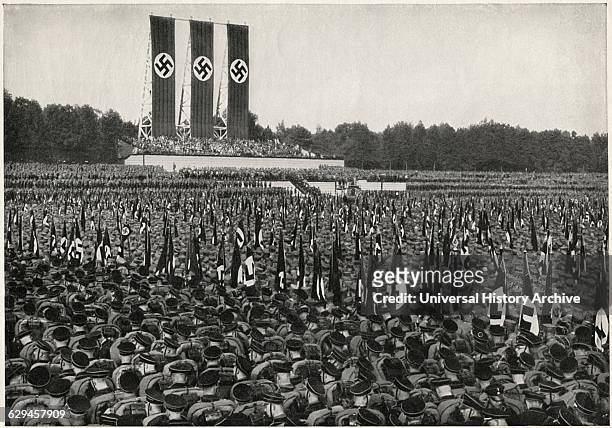 German SA Troops at Rally, Nuremberg, Germany, 1933.
