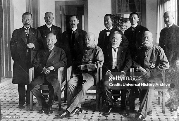 Photograph shows Count Terauchi Masatake who was a Gensui in the Imperial Japanese Army and served as 9th Prime Minister of Japan, with his cabinet.