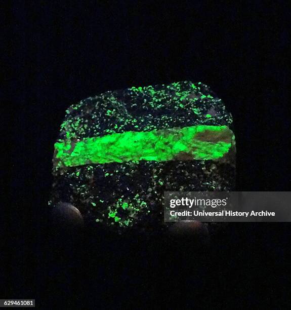 Fluorescent minerals emit visible light when exposed to ultraviolet light.