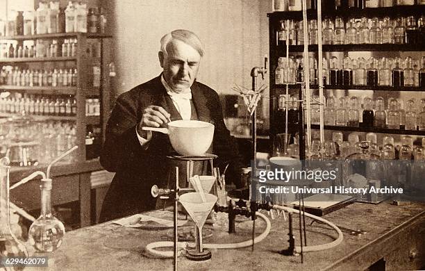 Thomas Edison in his laboratory.