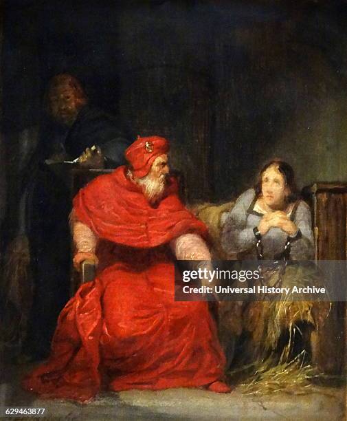 Painting depicting Joan of Arc in Prison by Paul Delaroche French painter. Dated 1825.
