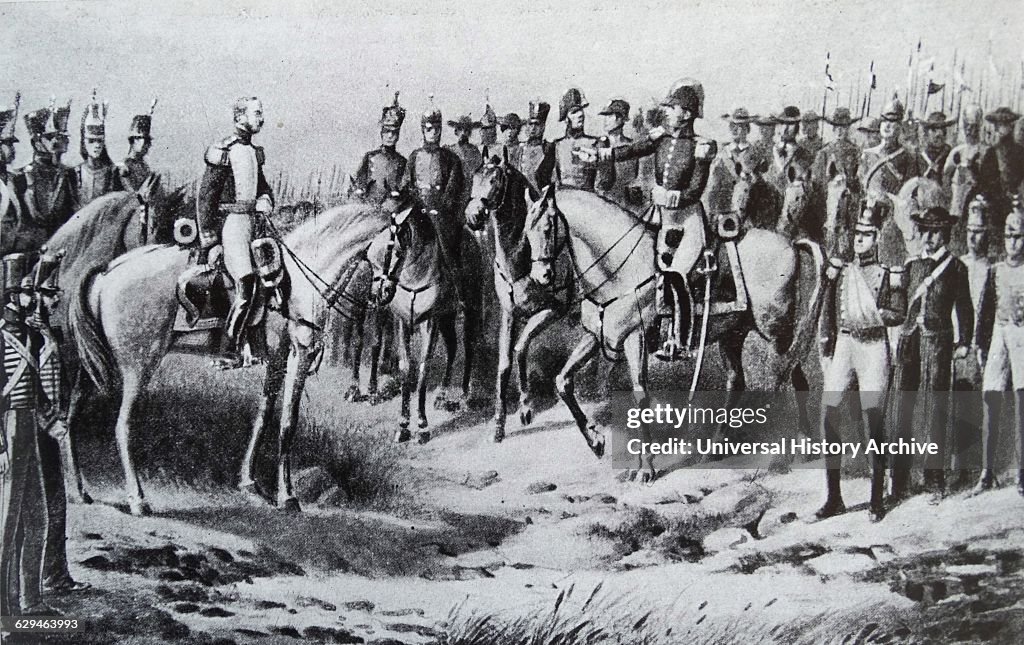 General Sucre after the victory at the Battle of Ayacucho, during the Peruvian War of Independence