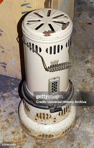 World War Two paraffin heater from an air raid shelter in London, England 1941.