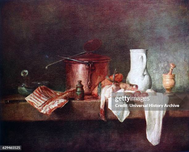 Kitchen Still Life 1735 by Jean-Baptiste-Siméon Chardin ;18th-century French painter.