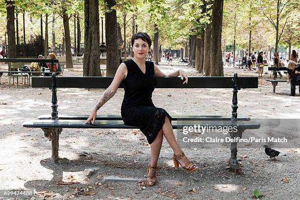 Writer Veronique Ovalde is photographed for Paris Match on August 30, 2016 in Paris, France.