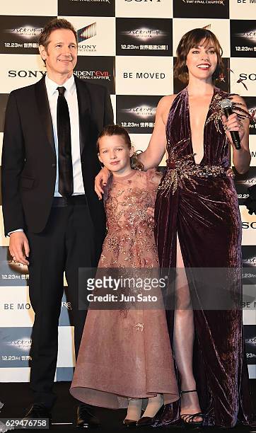 Milla Jovovich, Ever Anderson and Paul W.S. Anderson attend the world premiere of 'Resident Evil: The Final Chapter' at the Roppongi Hills on...