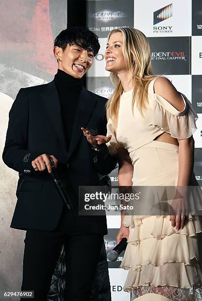 Joon-Gi Lee and Ali Larter attend the world premiere of 'Resident Evil: The Final Chapter' at the Roppongi Hills on December 13, 2016 in Tokyo, Japan.