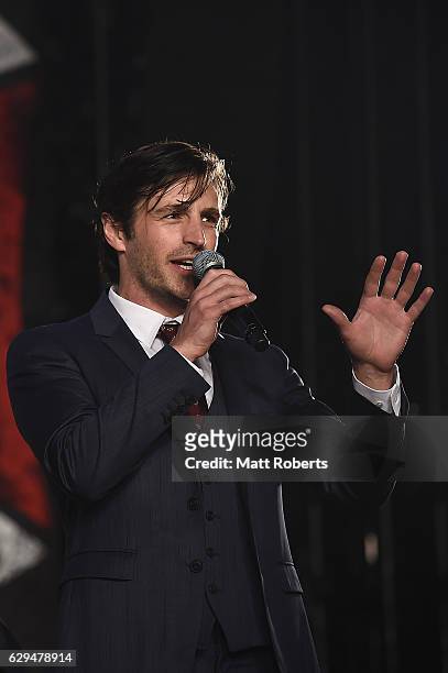 Eoin Macken speaks on stage at the world premiere of 'Resident Evil: The Final Chapter' at the Roppongi Hills on December 13, 2016 in Tokyo, Japan.