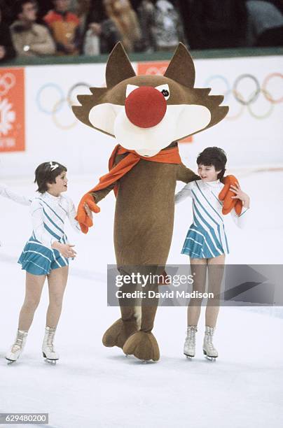 Vucko, the official mascot of the XIV Olympic Winter Games, skates in the Closing Ceremony on February 19, 1984 in the Zetra Ice Hall in Sarajevo,...