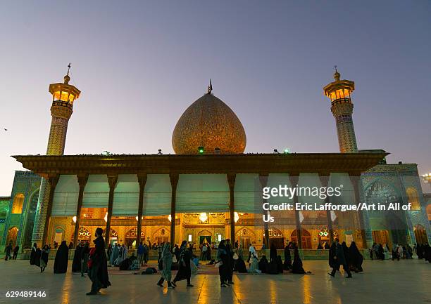 Mausoleum of Shah-e-Cheragh at sunset, Fars Province, Shiraz, Iran on October 16, 2016 in Shiraz, Iran.