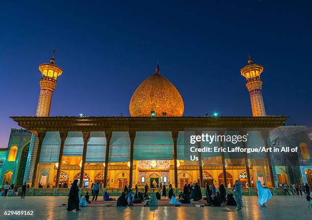 Mausoleum of Shah-e-Cheragh at sunset, Fars Province, Shiraz, Iran on October 16, 2016 in Shiraz, Iran.