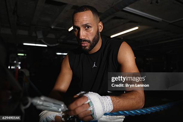 Jame DeGale of Great Britain poses for a photo during a Media Workout at Stonebridge ABC on December 13, 2016 in London, England.