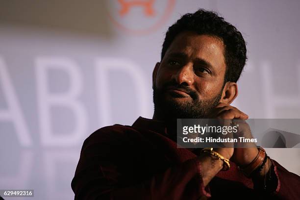 Film sound designer Resul Pookutty at the release of Pookuttys autobiography in Malayalam Shabdatharapadham, at a suburban hotel on Thursday