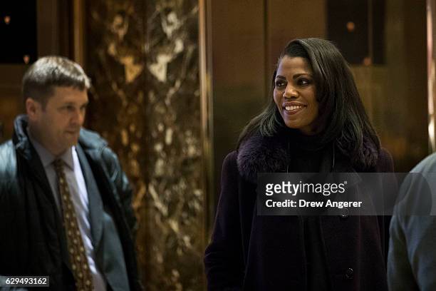 Omarosa Manigault arrives at Trump Tower, December 13, 2016 in New York City. President-elect Donald Trump and his transition team are in the process...