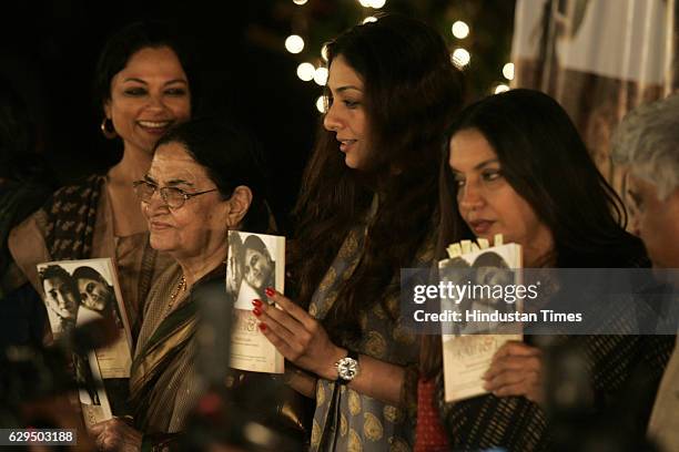 Bollywood actress Tabu launched the book KAIFI & I English version of Yaad Ki Rahguzar written by Shaukat Kaifi , and also seen in pic Shabana Azami.