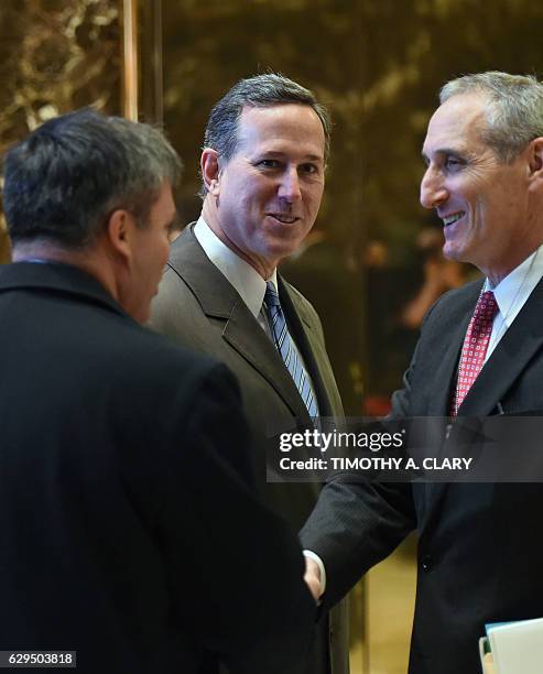 Rick Santorum arrives for meetings with President-elect Donald Trump at Trump Tower December 13, 2016. / AFP / TIMOTHY A. CLARY