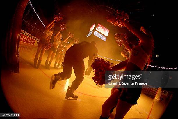 Richard Nedomlel of HC Sparta Prague steps on the ice before the Champions Hockey League Quarter Final match between Sparta Prague and SC Bern at O2...