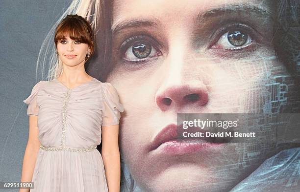 Felicity Jones attends a fan screening of "Rogue One: A Star Wars Story" at the BFI IMAX on December 13, 2016 in London, England.