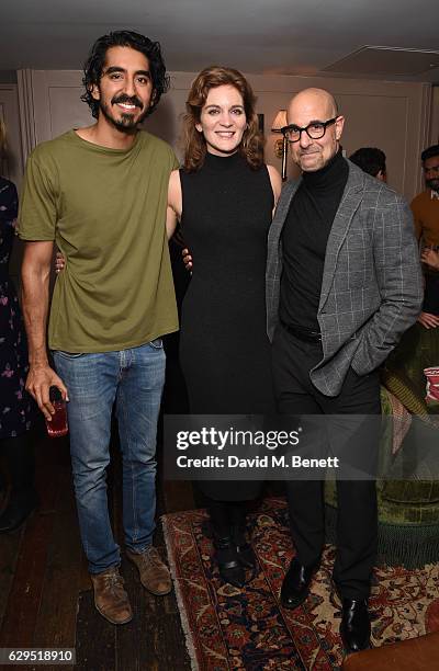 Dev Patel, Felicity Blunt and Stanley Tucci attend a Curtis Brown screening of "Lion" hosted by actor Dev Patel at Soho House on December 13, 2016 in...