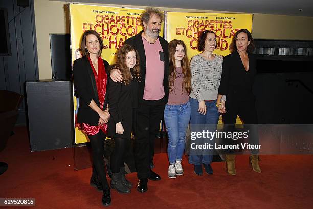 Actress Camille Cottin, Actress Fanie Zanini, Actor Gustave Kervern, Actress Heloise Dugas and Director Sophie Reine attend "Cigarettes & Chocolat...