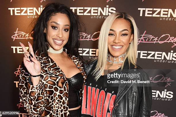 Alexandra Buggs and Karis Anderson attend an intimate gig by Rita Ora at the newly relaunched Tezenis store at Oxford Circus crossing to celebrate...