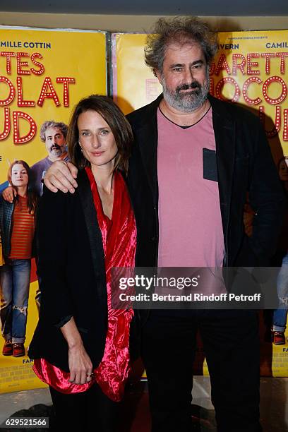 Actors of the movie Camille Cottin and Gustave Kervern attend the "Cigarettes & Chocolat Chaud" Paris Premiere at UGC Cine Cite des Halles on...