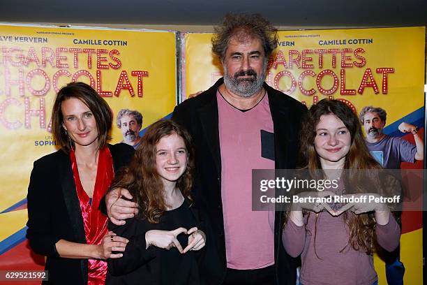 Actors of the movie Camille Cottin, Fanie Zanini, Gustave Kervern and Heloise Dugas attend the "Cigarettes & Chocolat Chaud" Paris Premiere at UGC...