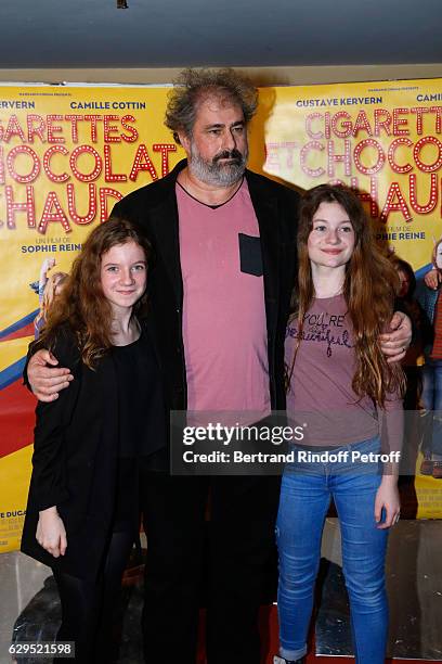 Actors of the movie Fanie Zanini, Gustave Kervern and Heloise Dugas attend the "Cigarettes & Chocolat Chaud" Paris Premiere at UGC Cine Cite des...