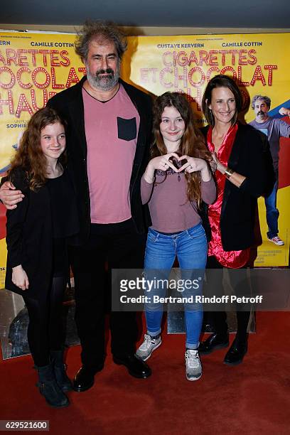 Actors of the movie Fanie Zanini, Gustave Kervern, Heloise Dugas and Camille Cottin attend the "Cigarettes & Chocolat Chaud" Paris Premiere at UGC...