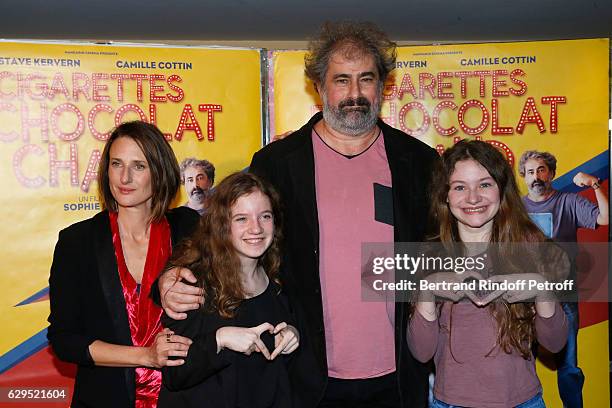 Actors of the movie Camille Cottin, Fanie Zanini, Gustave Kervern and Heloise Dugas attend the "Cigarettes & Chocolat Chaud" Paris Premiere at UGC...