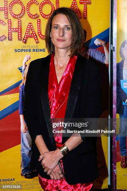 Actress of the movie Camille Cottin attends the "Cigarettes & Chocolat Chaud" Paris Premiere at UGC Cine Cite des Halles on December 13, 2016 in...