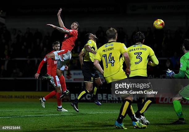 Nahki Wells of Huddersfield scores the opening goal during the Sky Bet Championship match between Burton Albion and Huddersfield Town at Pirelli...