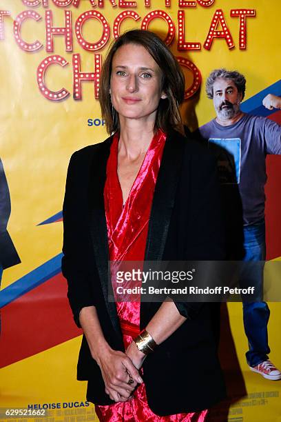 Actress of the movie Camille Cottin attends the "Cigarettes & Chocolat Chaud" Paris Premiere at UGC Cine Cite des Halles on December 13, 2016 in...