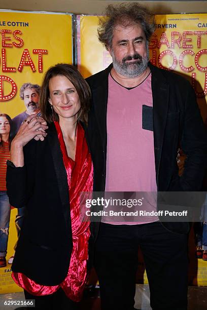 Actors of the movie Camille Cottin and Gustave Kervern attend the "Cigarettes & Chocolat Chaud" Paris Premiere at UGC Cine Cite des Halles on...