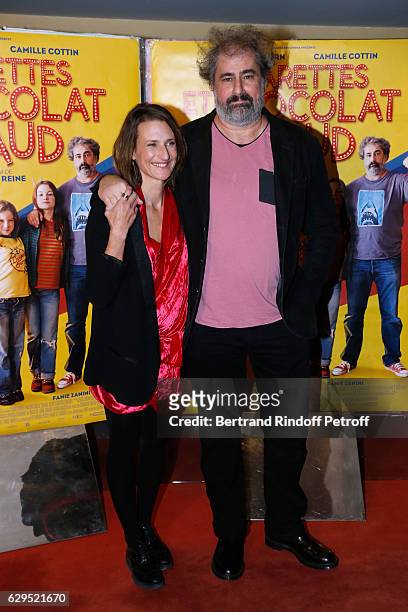 Actors of the movie Camille Cottin and Gustave Kervern attend the "Cigarettes & Chocolat Chaud" Paris Premiere at UGC Cine Cite des Halles on...