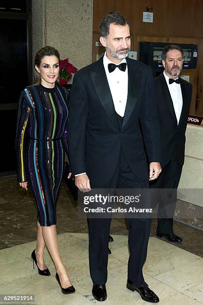 King Felipe VI of Spain and Queen Letizia of Spain attend a dinner in honour of 'Mariano de Cavia', 'Mingote' and 'Luca de Tena' awards winners at...