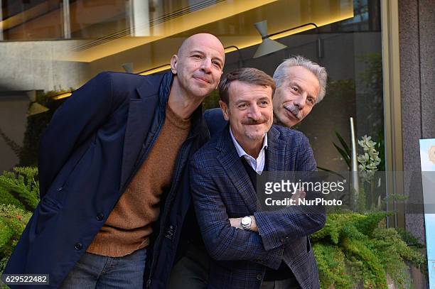 Giovanni Storti, Giacomo Poretti, Aldo Baglio during the photocall film Fuga da Reuma Park at Hotel Visconti, in Rome, on december 13, 2016