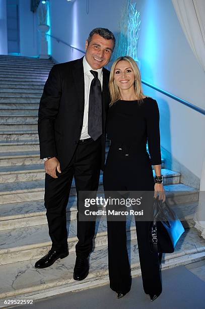 Lazio club manager Angelo Peruzzi and wife during the SS Lazio Christmas Dinner on December 13, 2016 in Rome, Italy.