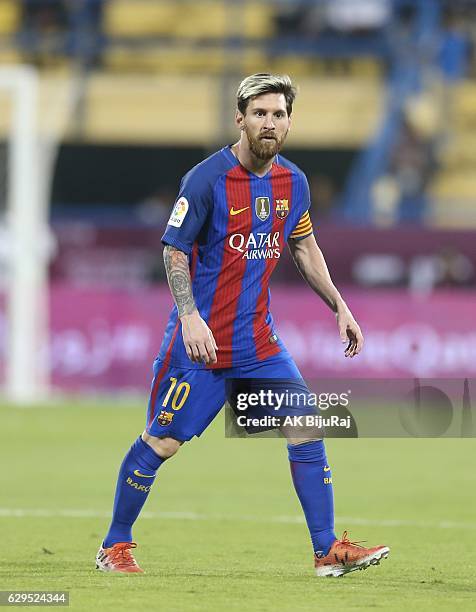 Lionel Messi of Barcelona in action during the Qatar Airways Cup match between FC Barcelona and Al-Ahli Saudi FC on December 13, 2016 in Doha, Qatar.