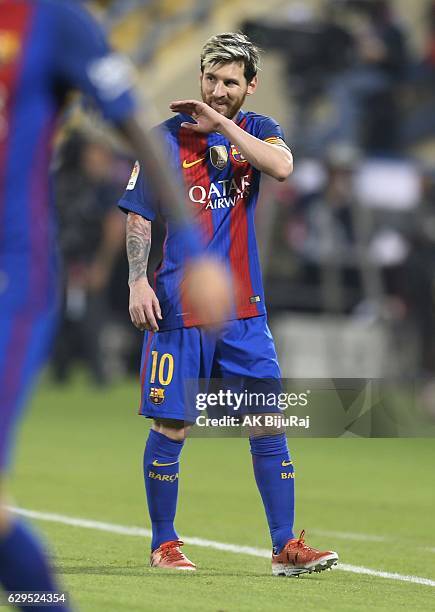 Lionel Messi of Barcelona in action during the Qatar Airways Cup match between FC Barcelona and Al-Ahli Saudi FC on December 13, 2016 in Doha, Qatar.