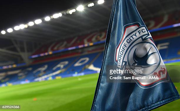 Cardiff City corner flag before the Sky Bet Championship match between Cardiff City and Wolverhampton Wanderers at Cardiff City Stadium on December...