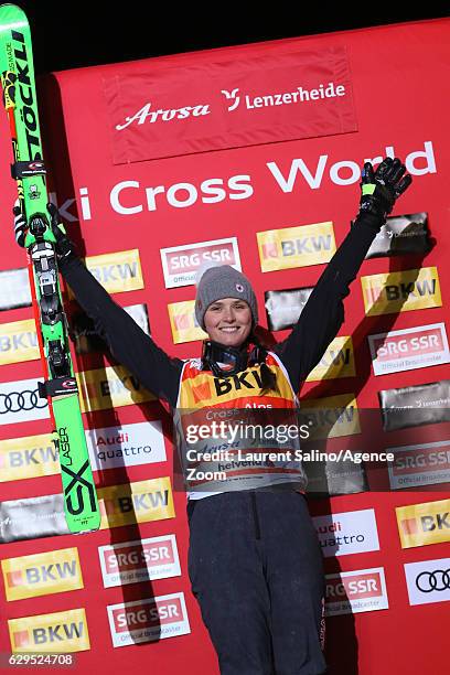 Marielle Thompson of Canada takes 1st place during the FIS Freestyle Ski World Cup Men's and Women's Ski Cross on December 13, 2016 in Arosa,...