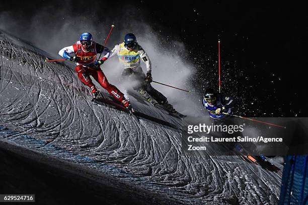 Romain Detraz of Switzerland takes 1st place during the FIS Freestyle Ski World Cup Men's and Women's Ski Cross on December 13, 2016 in Arosa,...