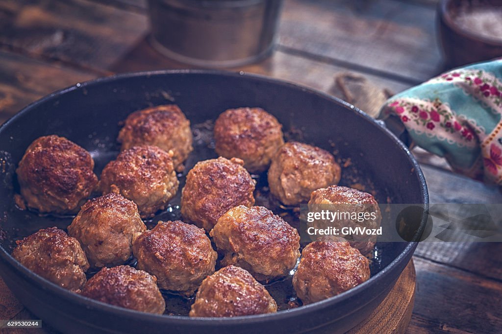 Delicious Roasted Meatballs in a Pan