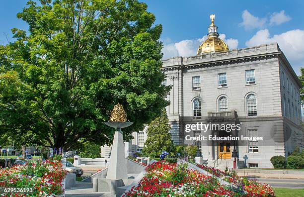 Concord New Hampshire NH downtown city center Capital Building with Gold Dome on State Capital Building.
