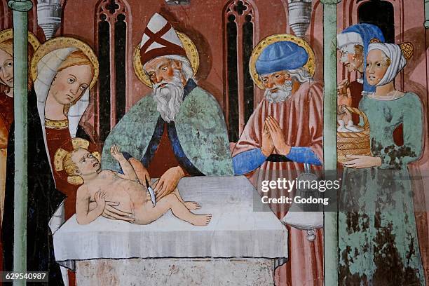 Saint-Sebastien chapel, Lanslevillard. Circumcision of Christ. 15th century.