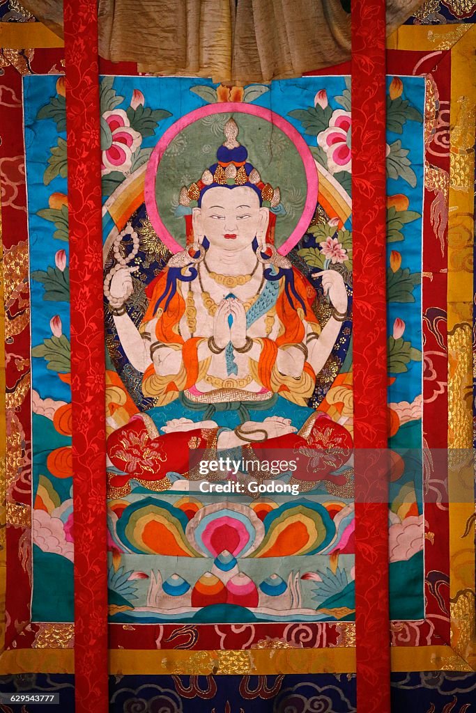 Temple of the Thousand Buddhas. Dashang Kagyu Ling congregation. Tibetan Tangka.